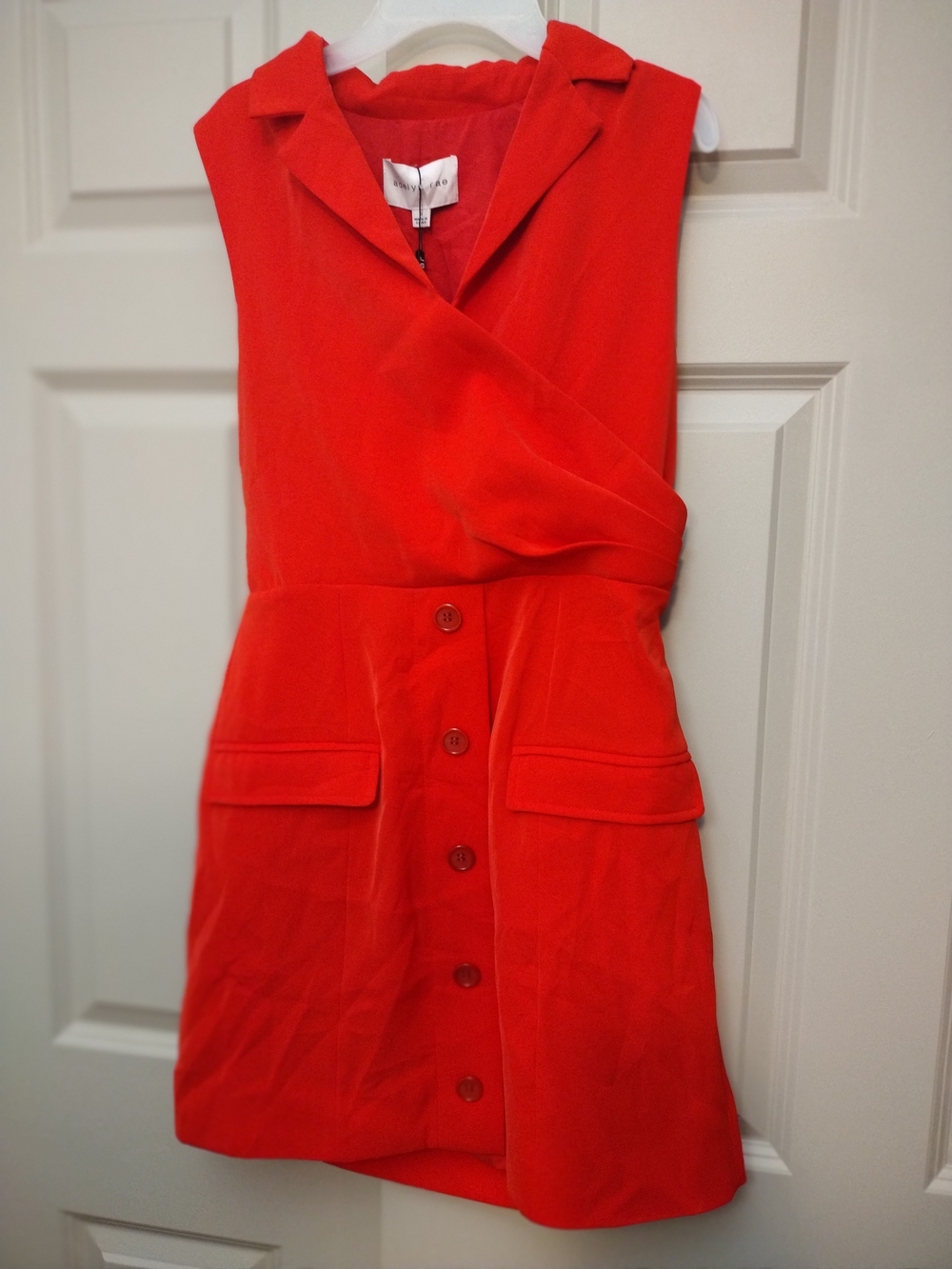 Adelyn Rae Bold Red Sleeveless Button-Front Mini Dress